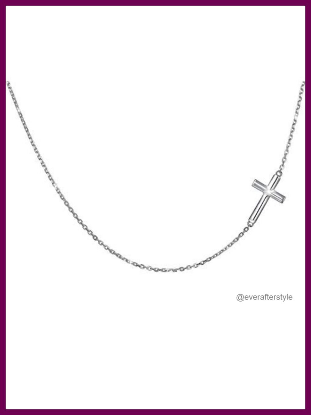 S925 Sterling Silver Sideways Cross Choker Necklace Rolo Chain 14+4 Inch